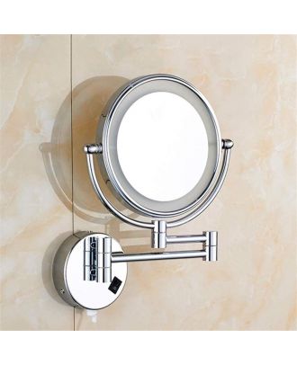 Magnifying Wall-mounted Makeup Mirror with Lighting, Chrome