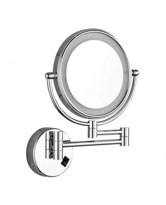 Magnifying Wall-mounted Makeup Mirror with Lighting, Chrome