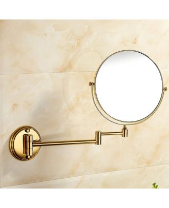 Makeup Mirror Wall Mounted , Two-side, 360 Degrees Rotating Function, Golden