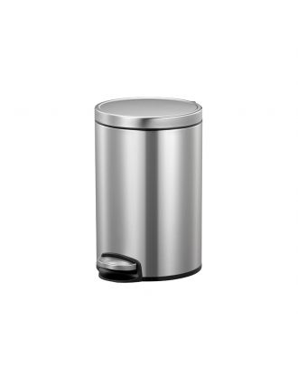 Round dustbin with stainless steel pedal 5L fingerprint resistant
