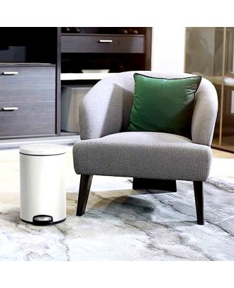 Round dustbin with stainless steel pedal 5L fingerprint resistant, Matte