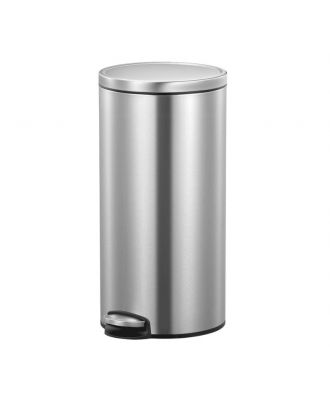 Round dustbin with stainless steel pedal 30L fingerprint resistant