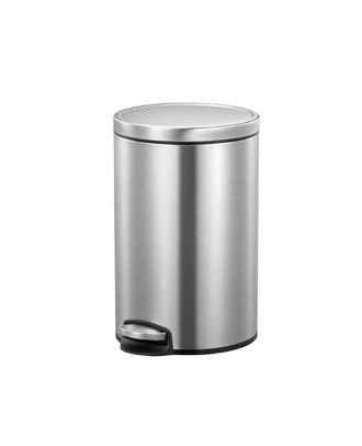 Round dustbin with stainless steel pedal 12L fingerprint resistant
