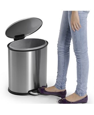 Pedal stainless steel dustbin 30 L oval with soft close lid and finger print proof