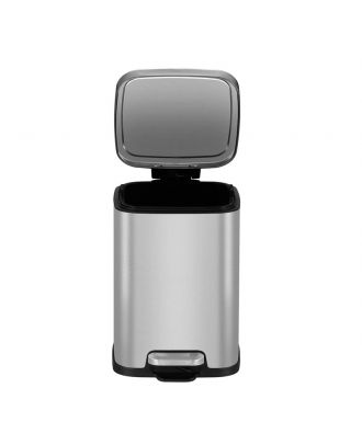 Pedal stainless steel dustbin 6 L square with soft close lid and finger print proof