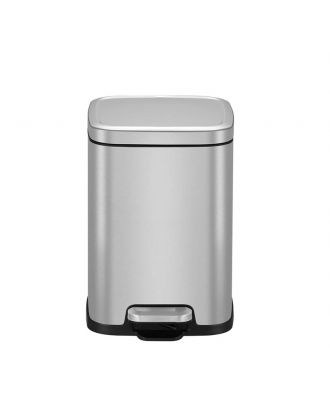 Pedal stainless steel dustbin 6 L square with soft close lid and finger print proof