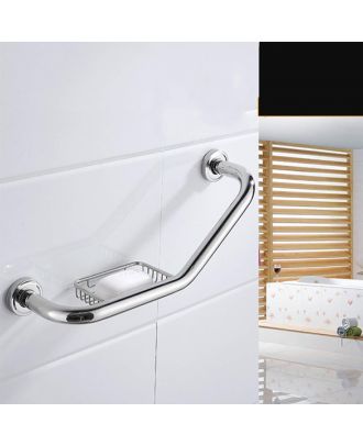 TYKER Bathroom L-Shape Grab Bar Wall Mount Stainless Steel with Soap Dish