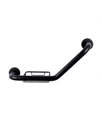 INFINITY Bathroom L-Shape Grab Bar Wall Mount with Soap Dish, matt black