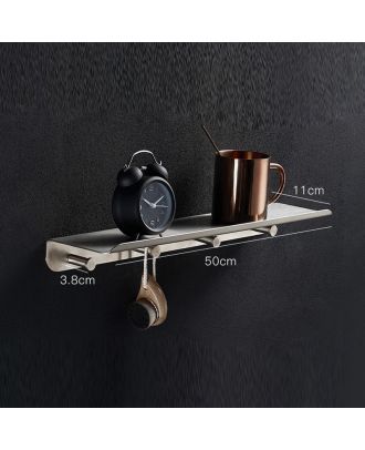 TYKER Rectangular Shower Shelf for Bathroom Storage stainless steel 50 cm with hooks