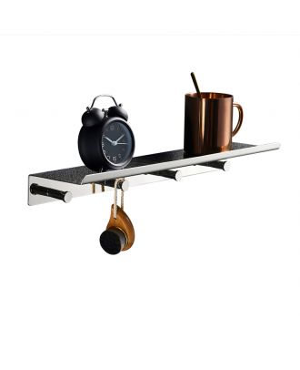 TYKER Rectangular Shower Shelf for Bathroom Storage stainless steel 50 cm with hooks