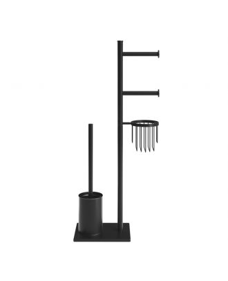 Multifunction Toilet Roll Holder and Toilet Brush Stand, Black
