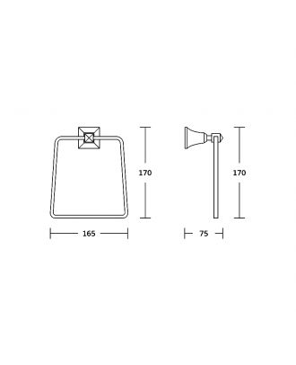 TYKER Pyramid towel ring, chrome