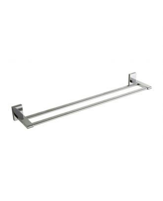 TYKER rectangle rosette double towel bar 60cm chrome