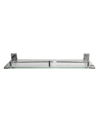 TYKER hanging glass shelf rectangle rosette, chrome