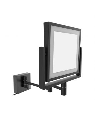 TYKER Double Sided Mirror with Led Lights, Square, 1x/3x Magnification, 8 Inch, Matte Black