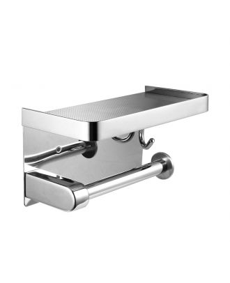 TYKER Toilet Paper Holder with Large Anti-Slip Phone Shelf and Multipurpose Holder.Stainless Steel