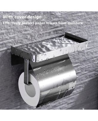 TYKER Stainless Steel Toilet Paper Roll Holder with Shelf Phone