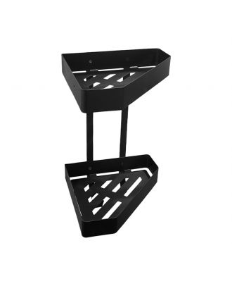 INFINITY Wall mount corner shower organizer 2 shelves with hock, black