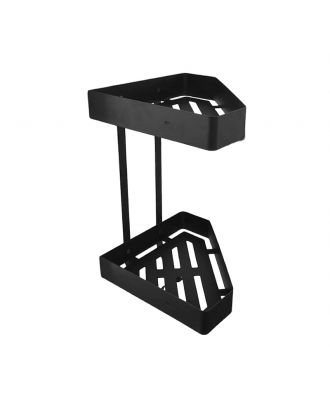 INFINITY Wall mount corner shower organizer 2 shelves with hock, black