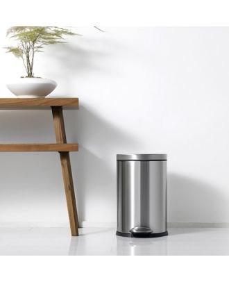 LUNA - pedal round dust bin 8L, stainless steel