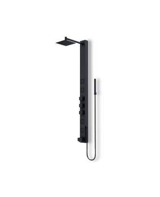 GRAVITY - Shower Massage Panel with Square Waterfall Shower Head and Tub Filler in Matte Black