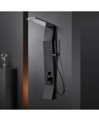 GRAVITY - Zigzag Shower Panel with hand shower in Matte Black