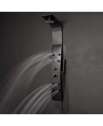Gravity - Multifunction Stainless Steel Shower Panel System With Adjustable Rainfall Shower Head And Handheld Shower head in matt black