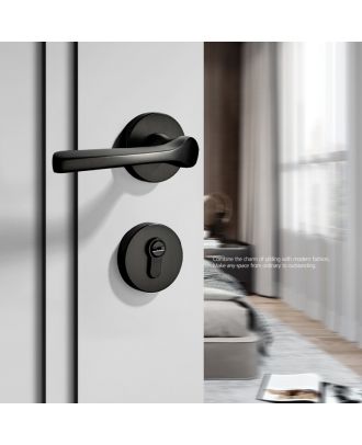 WELDER - Modern Door Handle with round rosettes, Matt Black