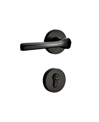 WELDER - Modern Door Handle with round rosettes, Matt Black