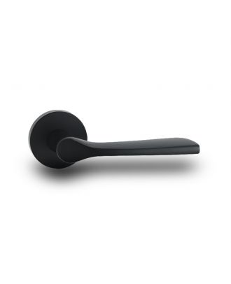 WELDER - Modern Door Handle for Bathroom with round thump-turn rosettes, Matt Black