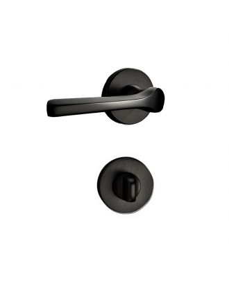 WELDER - Modern Door Handle for Bathroom with round thump-turn rosettes, Matt Black