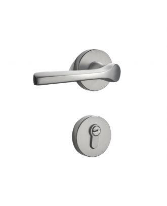 WELDER - Modern Door Handle with round rosettes, Satin Nickel