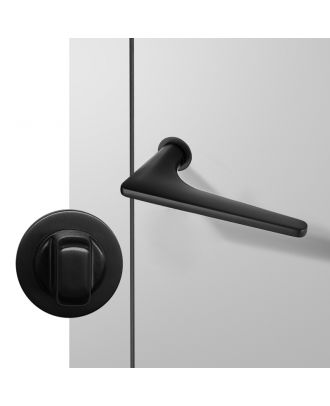 WELDER - Modern Door Handle for Bathroom with simple rosettes, Matt Black