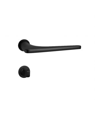 WELDER - Modern Door Handle for Bathroom with simple rosettes, Matt Black