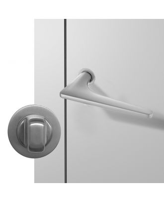 WELDER - Modern Door Handle for Bathroom with simple rosettes, Satin Nickel