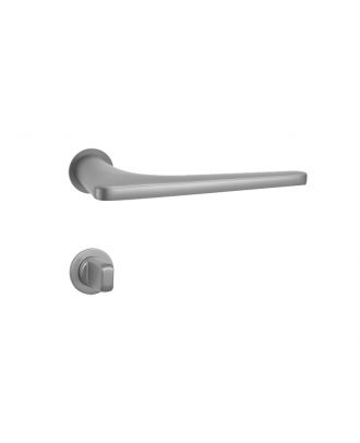 WELDER - Modern Door Handle for Bathroom with simple rosettes, Satin Nickel