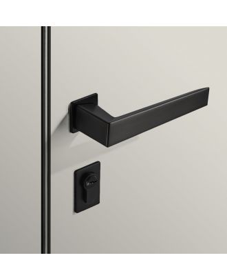 WELDER - Modern Door Handle with square simple rosettes, Matt Black