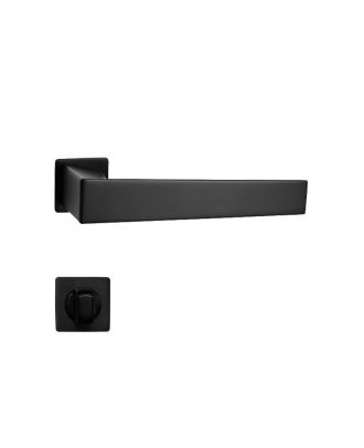 WELDER - Modern Door Handle for Bathroom with square simple rosettes, Matt Black