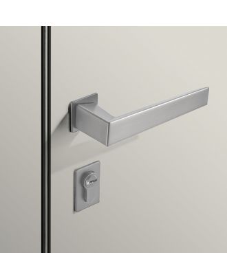 WELDER - Modern Door Handle with square simple rosettes, Satin Nickel