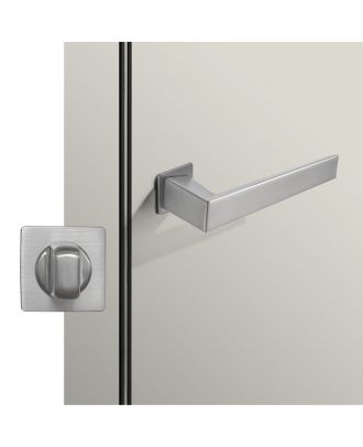 WELDER - Modern Door Handle for Bathroom with square simple rosettes, Satin Nickel