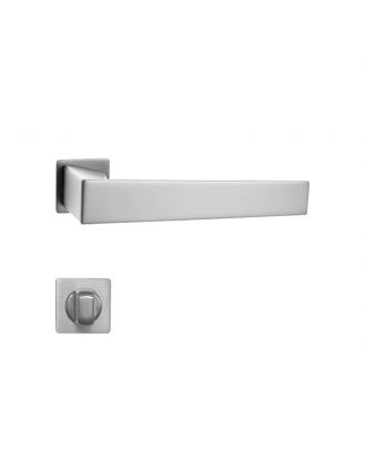 WELDER - Modern Door Handle for Bathroom with square simple rosettes, Satin Nickel
