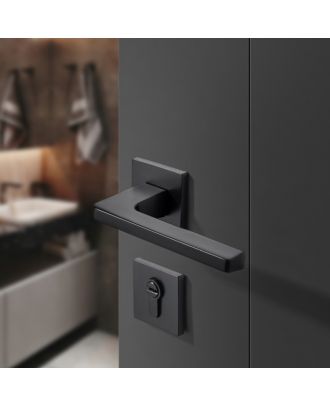 WELDER - Modern Door Handle with square rosettes, Matt Black