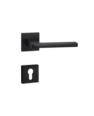 WELDER - Modern Door Handle with square rosettes, Matt Black
