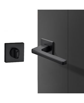 WELDER - Modern Door Handle for Bathroom with square rosettes, Matt Black