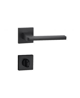 WELDER - Modern Door Handle for Bathroom with square rosettes, Matt Black