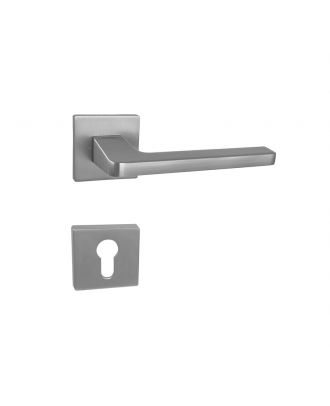 WELDER - Modern Door Handle with square rosettes, Satin Nickel