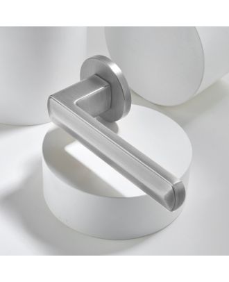 WELDER - Modern Door Handle with round rosettes, Satin Nickel