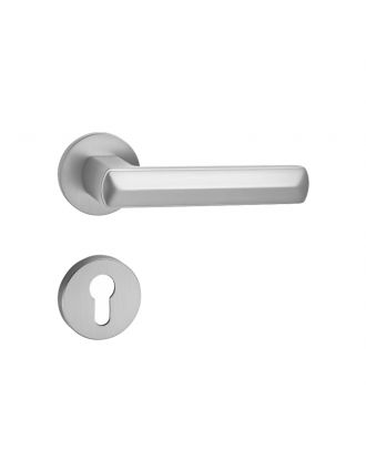 WELDER - Modern Door Handle with round rosettes, Satin Nickel