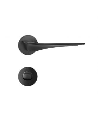 WELDER - Modern Door Handle for Bathroom with round thump-turn rosettes, Matt Black