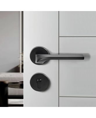 WELDER - Modern streamlined Door Handle with round rosettes, Matt Black